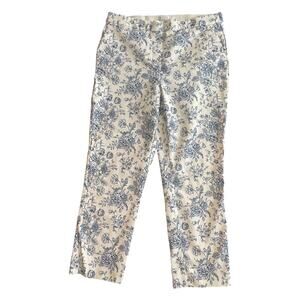 Maison d’Amélie Blue & White Floral Toile Slim Ankle Pants - Size 12